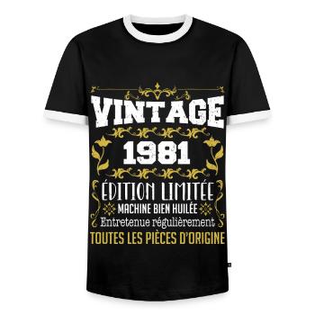 vintage 1981 | Toutes Les Pièces D'origine - T-shirt contrasté Homme - noir/blanc - Devant - AI Model Female 172 light (172cm) & AI Model Male 178 light (178cm)