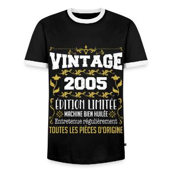vintage 2005 | Toutes Les Pièces D'origine - T-shirt contrasté Homme - noir/blanc - Devant - AI Model Female 172 light (172cm) & AI Model Male 178 light (178cm)