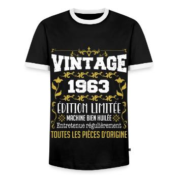 vintage 1963 | Toutes Les Pièces D'origine - T-shirt contrasté Homme - noir/blanc - Devant - AI Model Female 172 light (172cm) & AI Model Male 178 light (178cm)