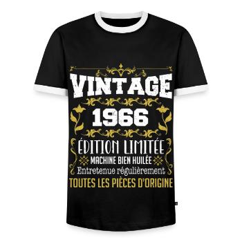 vintage 1966 | Toutes Les Pièces D'origine - T-shirt contrasté Homme - noir/blanc - Devant - AI Model Female 172 light (172cm) & AI Model Male 178 light (178cm)