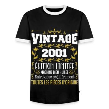 vintage 2001 | Toutes Les Pièces D'origine - T-shirt contrasté Homme - noir/blanc - Devant - AI Model Female 172 light (172cm) & AI Model Male 178 light (178cm)
