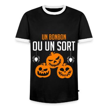 Un bonbon ou un sort - T-shirt contrasté Homme - noir/blanc - Devant - AI Model Female 172 light (172cm) & AI Model Male 178 light (178cm)