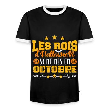Les Rois D’halloween sont nés en octobre - T-shirt contrasté Homme - noir/blanc - Devant - AI Model Female 172 light (172cm) & AI Model Male 178 light (178cm)