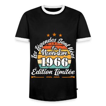 Les Légendes Sont Nées En Novembre 1966 - T-shirt contrasté Homme - noir/blanc - Devant - AI Model Female 172 light (172cm) & AI Model Male 178 light (178cm)