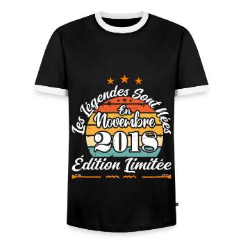 Les Légendes Sont Nées En Novembre 2018 - T-shirt contrasté Homme - noir/blanc - Devant - AI Model Female 172 light (172cm) & AI Model Male 178 light (178cm)