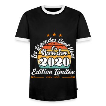 Les Légendes Sont Nées En Novembre 2020 - T-shirt contrasté Homme - noir/blanc - Devant - AI Model Female 172 light (172cm) & AI Model Male 178 light (178cm)