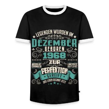 Legenden werden geboren im Dezember 1968 - T-shirt contrasté Homme - noir/blanc - Devant - AI Model Female 172 light (172cm) & AI Model Male 178 light (178cm)