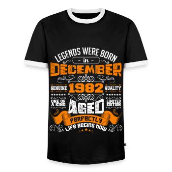 Legends were born in December 1982 | gift - T-shirt contrasté Homme - noir/blanc - Devant - AI Model Female 172 light (172cm) & AI Model Male 178 light (178cm)