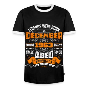 Legends were born in December 1963 | gift - T-shirt contrasté Homme - noir/blanc - Devant - AI Model Female 172 light (172cm) & AI Model Male 178 light (178cm)