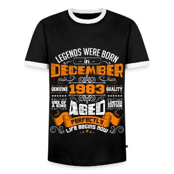 Legends were born in December 1983 | gift - Men's Ringer Shirt - black/white - Front - AI Model Female 172 light (172cm) & AI Model Male 178 light (178cm)