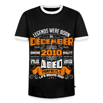 Legends were born in December 2010 | gift - T-shirt contrasté Homme - noir/blanc - Devant - AI Model Female 172 light (172cm) & AI Model Male 178 light (178cm)