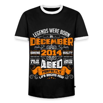 Legends were born in December 2014 | gift - T-shirt contrasté Homme - noir/blanc - Devant - AI Model Female 172 light (172cm) & AI Model Male 178 light (178cm)