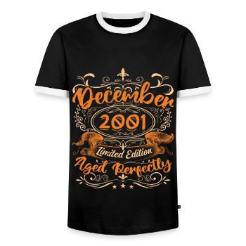 December 2001 | Limited Edition - Men's Ringer Shirt - black/white - Front - AI Model Female 172 light (172cm) & AI Model Male 178 light (178cm)