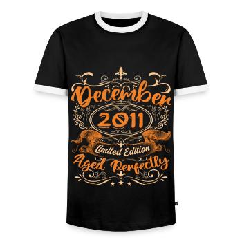 Dezember 2011 | Limitierte Auflage - Männer Kontrast-T-Shirt - Schwarz/Weiß - Vorne - AI Model Female 172 light (172cm) & AI Model Male 178 light (178cm)