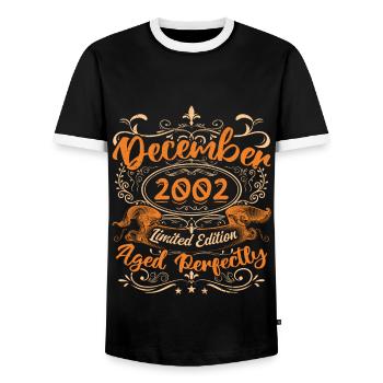 December 2002 | Limited Edition - Men's Ringer Shirt - black/white - Front - AI Model Female 172 light (172cm) & AI Model Male 178 light (178cm)