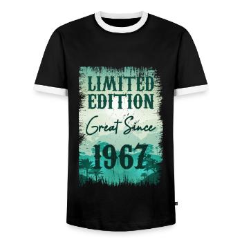 Einzigartig seit 1967 - Männer Kontrast-T-Shirt - Schwarz/Weiß - Vorne - AI Model Female 172 light (172cm) & AI Model Male 178 light (178cm)
