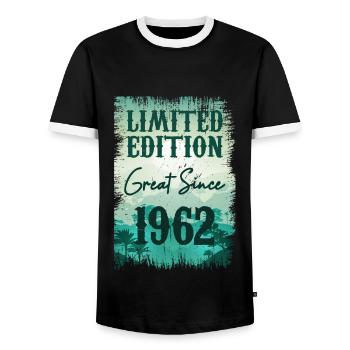 Einzigartig seit 1962 - Männer Kontrast-T-Shirt - Schwarz/Weiß - Vorne - AI Model Female 172 light (172cm) & AI Model Male 178 light (178cm)