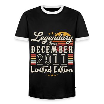 Legendär seit Dezember 2011 Limited Edition - Männer Kontrast-T-Shirt - Schwarz/Weiß - Vorne - AI Model Female 172 light (172cm) & AI Model Male 178 light (178cm)