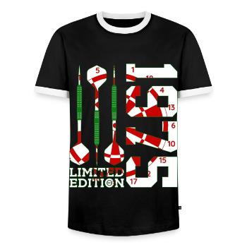 51E ANNIVERSAIRE DARTS ÉDITION LIMITÉE 1975 - T-shirt contrasté Homme - noir/blanc - Devant - AI Model Female 172 light (172cm) & AI Model Male 178 light (178cm)