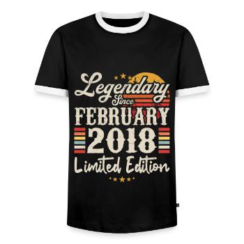 Legendary Since February 2018 | Limited Edition - Men's Ringer Shirt - black/white - Front - AI Model Female 172 light (172cm) & AI Model Male 178 light (178cm)