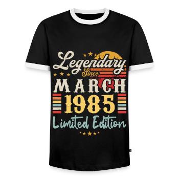 Legendary Since March 1985 - Limited Edition - T-shirt contrasté Homme - noir/blanc - Devant - AI Model Female 172 light (172cm) & AI Model Male 178 light (178cm)