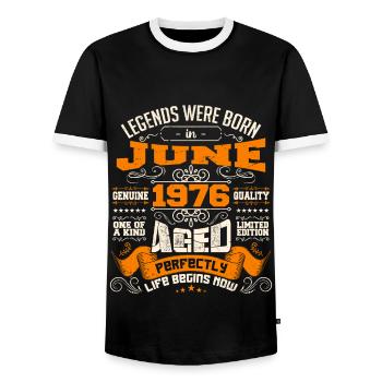 Legends were born in June 1976 | limited Edition - T-shirt contrasté Homme - noir/blanc - Devant - AI Model Female 172 light (172cm) & AI Model Male 178 light (178cm)