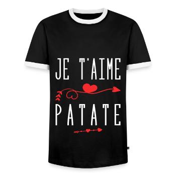Je t'aime patate - T-shirt contrasté Homme - noir/blanc - Devant - AI Model Female 172 light (172cm) & AI Model Male 178 light (178cm)