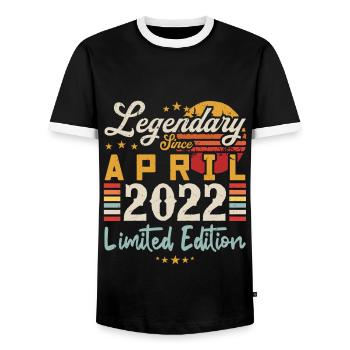 Legendär seit April 2022 | Limitierte Auflage - Männer Kontrast-T-Shirt - Schwarz/Weiß - Vorne - AI Model Female 172 light (172cm) & AI Model Male 178 light (178cm)