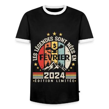 les légendes sont née en Février 2024 - T-shirt contrasté Homme - noir/blanc - Devant - AI Model Female 172 light (172cm) & AI Model Male 178 light (178cm)