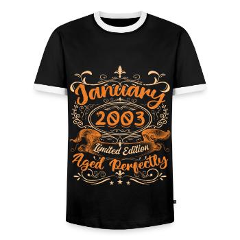 January 2003 | Aged Perfectly | Limited Edition - T-shirt contrasté Homme - noir/blanc - Devant - AI Model Female 172 light (172cm) & AI Model Male 178 light (178cm)