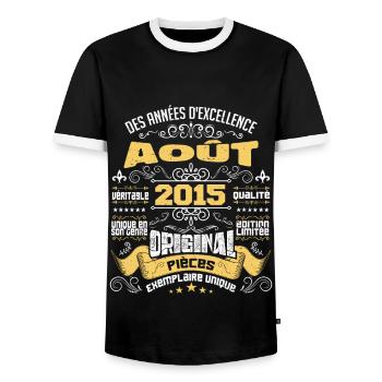 Les légendes sont nées en Août 2015 | vintage - T-shirt contrasté Homme - noir/blanc - Devant - AI Model Female 172 light (172cm) & AI Model Male 178 light (178cm)