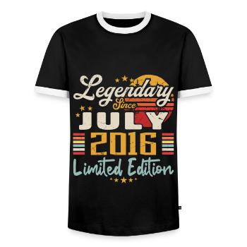 July 2016 Anniversary - Limited Edition | 2016 - Men's Ringer Shirt - black/white - Front - AI Model Female 172 light (172cm) & AI Model Male 178 light (178cm)