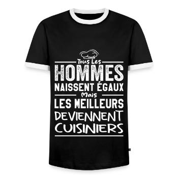 Les meilleurs deviennent cuisiniers - T-shirt contrasté Homme - noir/blanc - Devant - AI Model Female 172 light (172cm) & AI Model Male 178 light (178cm)