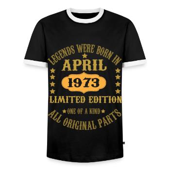 April né en 1973 Anniversaire des légendes - T-shirt contrasté Homme - noir/blanc - Devant - AI Model Female 172 light (172cm) & AI Model Male 178 light (178cm)