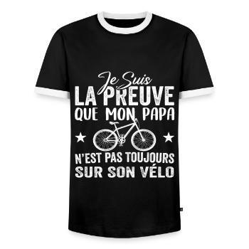 Papa cycliste cyclisme Bébé Nourrisson Naissance - T-shirt contrasté Homme - noir/blanc - Devant - AI Model Female 172 light (172cm) & AI Model Male 178 light (178cm)
