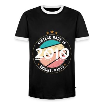 Geburtstagsgeschenk 2010 Frauen | Jahrgang 2010 - Männer Kontrast-T-Shirt - Schwarz/Weiß - Vorne - AI Model Female 172 light (172cm) & AI Model Male 178 light (178cm)