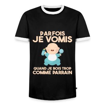 Cadeau humour bébé enfant Biberon Parrain et fille - T-shirt contrasté Homme - noir/blanc - Devant - AI Model Female 172 light (172cm) & AI Model Male 178 light (178cm)