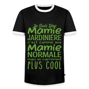 Mamie Jardinière Jardin Potager Cadeau Grand-Mère - T-shirt contrasté Homme - noir/blanc - Devant - AI Model Female 172 light (172cm) & AI Model Male 178 light (178cm)