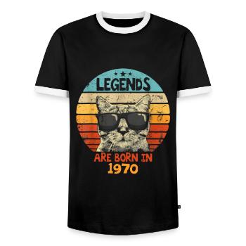 Les légendes sont nées en 1983 Anniversaire Cadeau - T-shirt contrasté Homme - noir/blanc - Devant - AI Model Female 172 light (172cm) & AI Model Male 178 light (178cm)