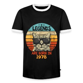 Les légendes sont nées en 1978 Anniversaire Cadeau - T-shirt contrasté Homme - noir/blanc - Devant - AI Model Female 172 light (172cm) & AI Model Male 178 light (178cm)