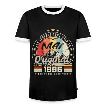 Légendes Mai 1986 Cadeau D'anniversaire Mai 1986 - T-shirt contrasté Homme - noir/blanc - Devant - AI Model Female 172 light (172cm) & AI Model Male 178 light (178cm)