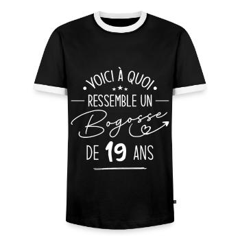 Bogosse 19 ans Cadeau Humour Anniversaire 19 ans - T-shirt contrasté Homme - noir/blanc - Devant - AI Model Female 172 light (172cm) & AI Model Male 178 light (178cm)