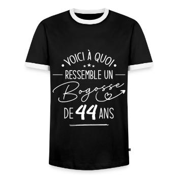 Bogosse 44 ans Cadeau Humour Anniversaire 44 ans - T-shirt contrasté Homme - noir/blanc - Devant - AI Model Female 172 light (172cm) & AI Model Male 178 light (178cm)