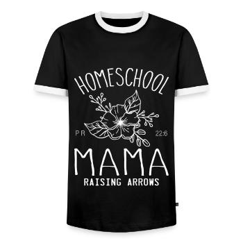 Mama zu Hause unterrichten - Männer Kontrast-T-Shirt - Schwarz/Weiß - Vorne - AI Model Female 172 light (172cm) & AI Model Male 178 light (178cm)