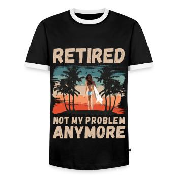 Retired, not my problem anymore - Men's Ringer Shirt - black/white - Front - AI Model Female 172 light (172cm) & AI Model Male 178 light (178cm)