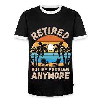 Retired, not my problem anymore - Men's Ringer Shirt - black/white - Front - AI Model Female 172 light (172cm) & AI Model Male 178 light (178cm)
