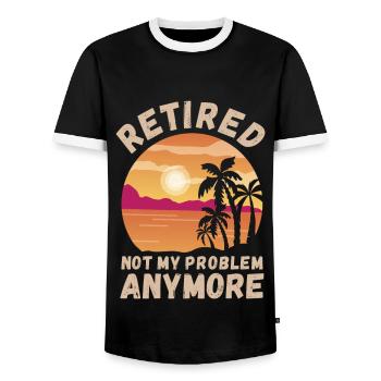 Retired, not my problem anymore - Men's Ringer Shirt - black/white - Front - AI Model Female 172 light (172cm) & AI Model Male 178 light (178cm)