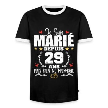 Je Suis Marié Depuis 29 Ans, Cadeau 29 Ans Mariage - T-shirt contrasté Homme - noir/blanc - Devant - AI Model Female 172 light (172cm) & AI Model Male 178 light (178cm)
