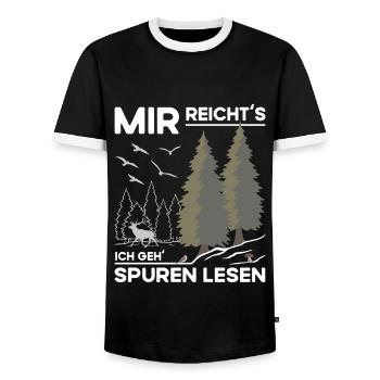 Spuren Lesen - Männer Kontrast-T-Shirt - Schwarz/Weiß - Vorne - AI Model Female 172 light (172cm) & AI Model Male 178 light (178cm)