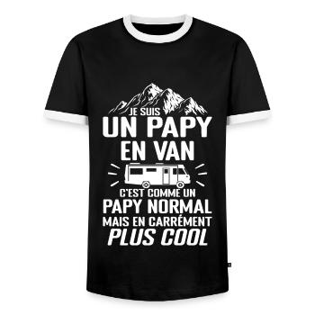 Cadeau Papy Van Camping Car Voyage Cadeau Papy - T-shirt contrasté Homme - noir/blanc - Devant - AI Model Female 172 light (172cm) & AI Model Male 178 light (178cm)